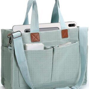Stylish Large Canvas Hobo Bag with Pockets - Removable Crossbody Strap Included